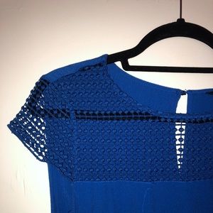 Zara Royal Blue Lattice Neck Detail Dress